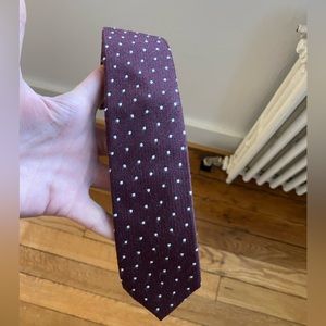 J. Crew Wool tie - burgundy / polka dots